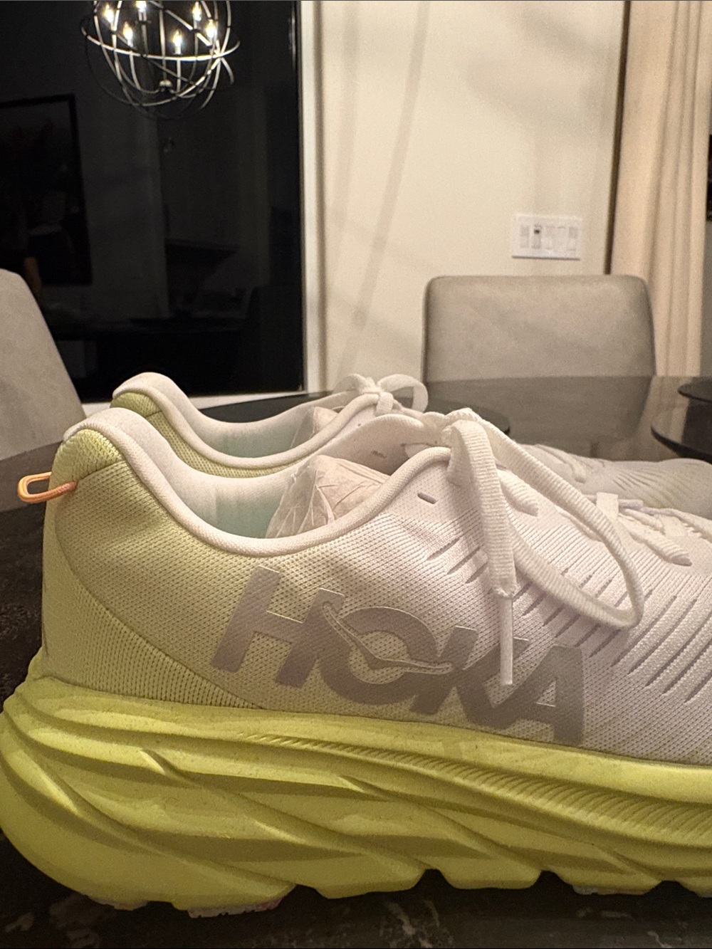 Women's Hoka Rincon 3 - White - Citrus Glow Running Shoes - Picture 4 of 9